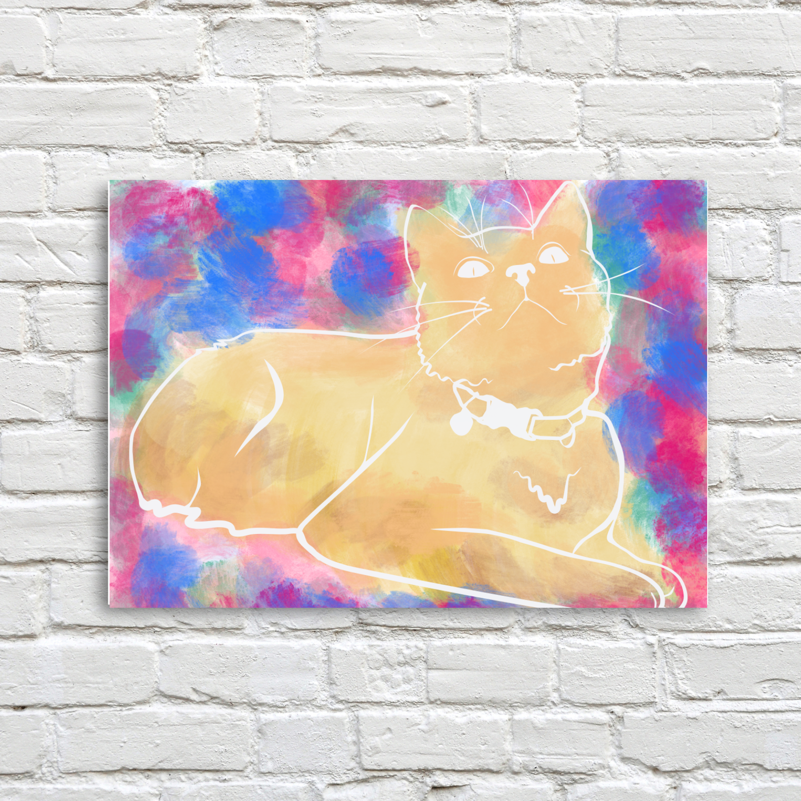 Cat wall art portrait final result with custom portrait gift