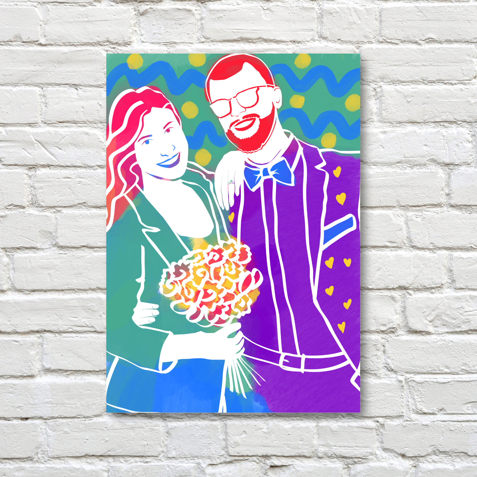 Best gift for wedding couple - custom wedding portrait to create a final art piece